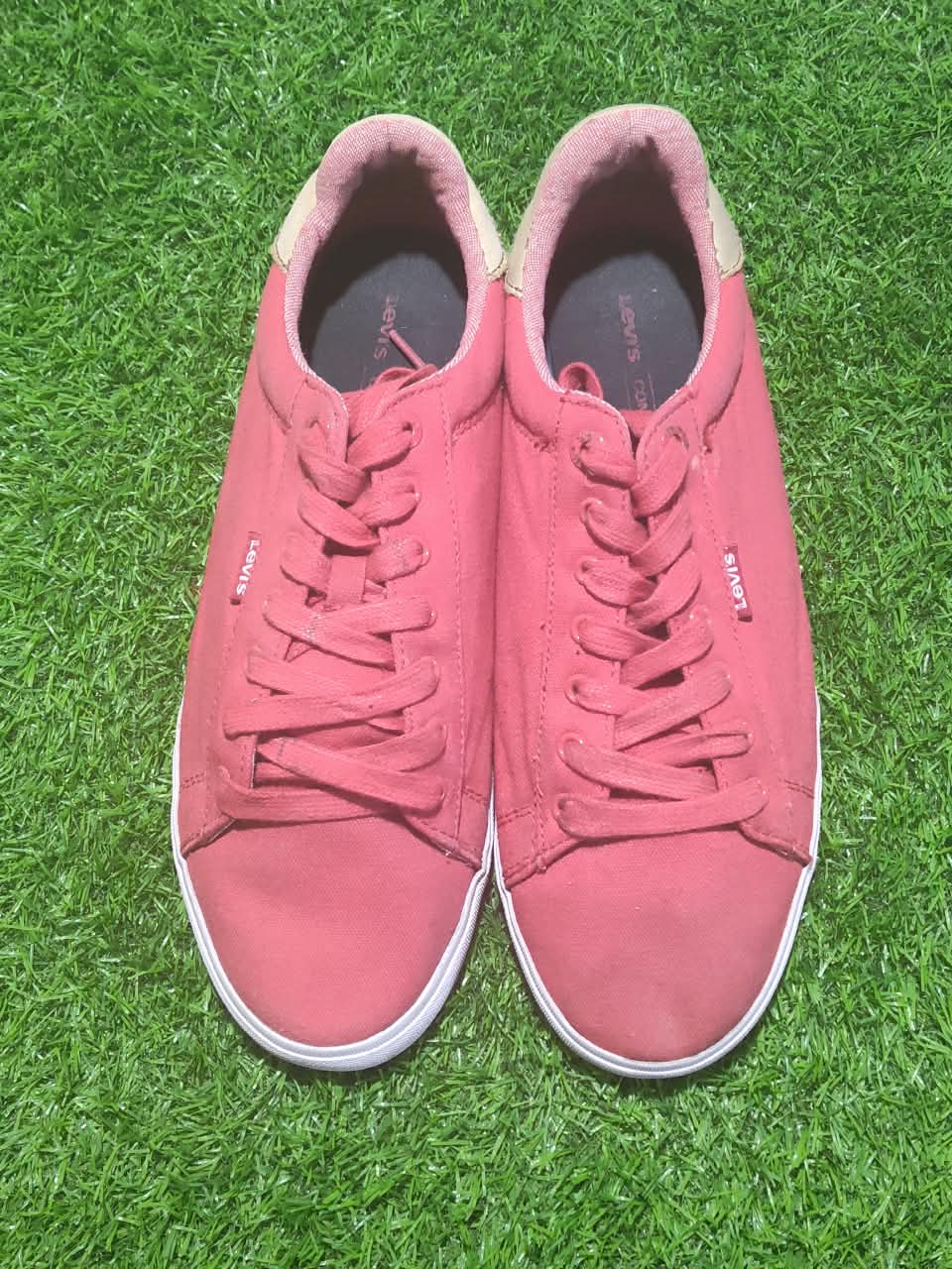 Levi's Low Top Sneakers Pink Coral Canvas Men EU 42.5 - Front View