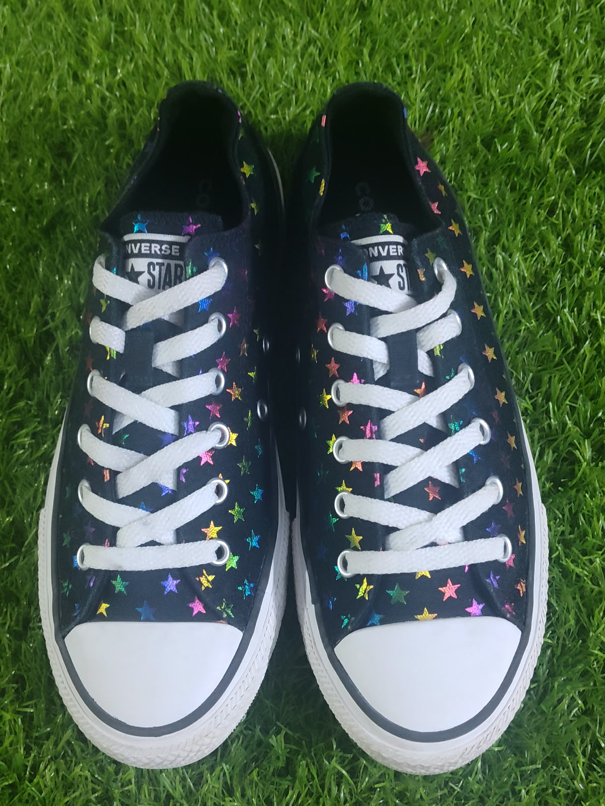 Converse Chuck Taylor All Star Navy Blue Rainbow Stars - Front View