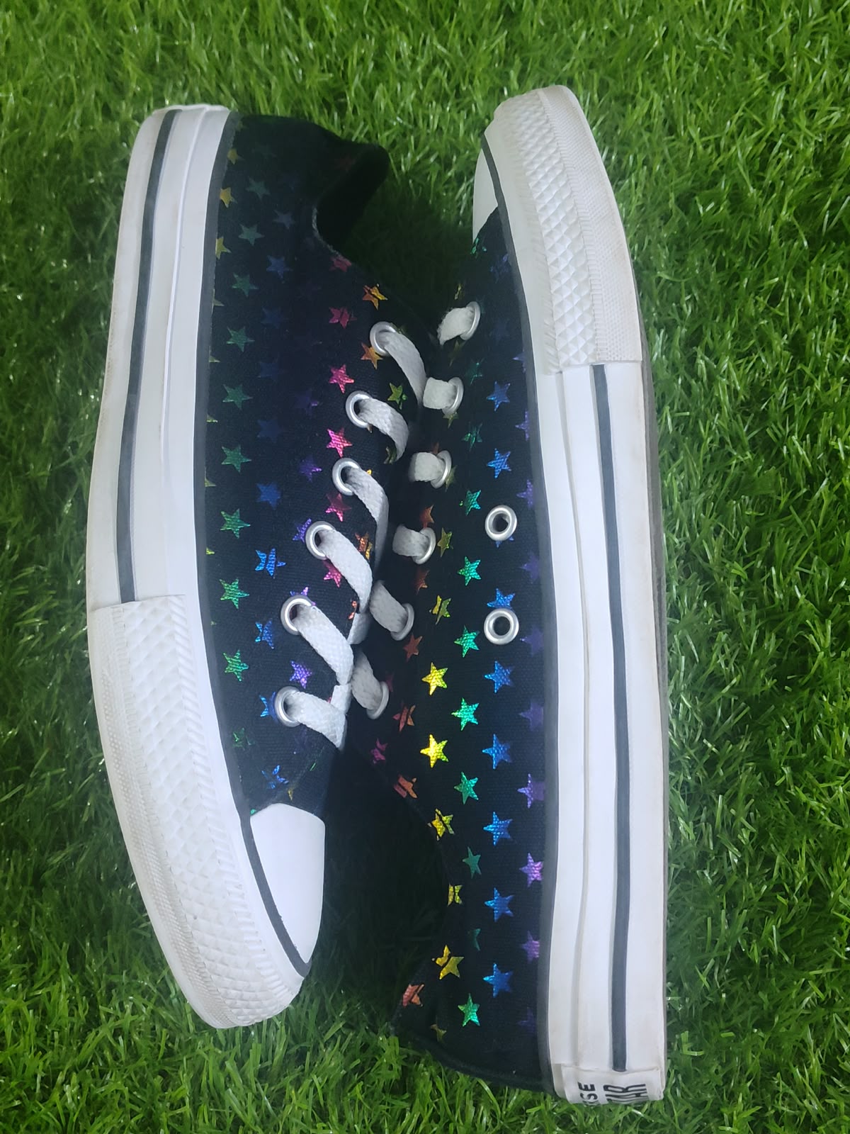 Converse Chuck Taylor All Star Navy Blue Rainbow Stars - Side View